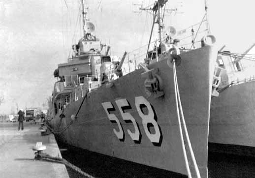 Starboard bow close-up of the ship tied up at the dock in Melbourne