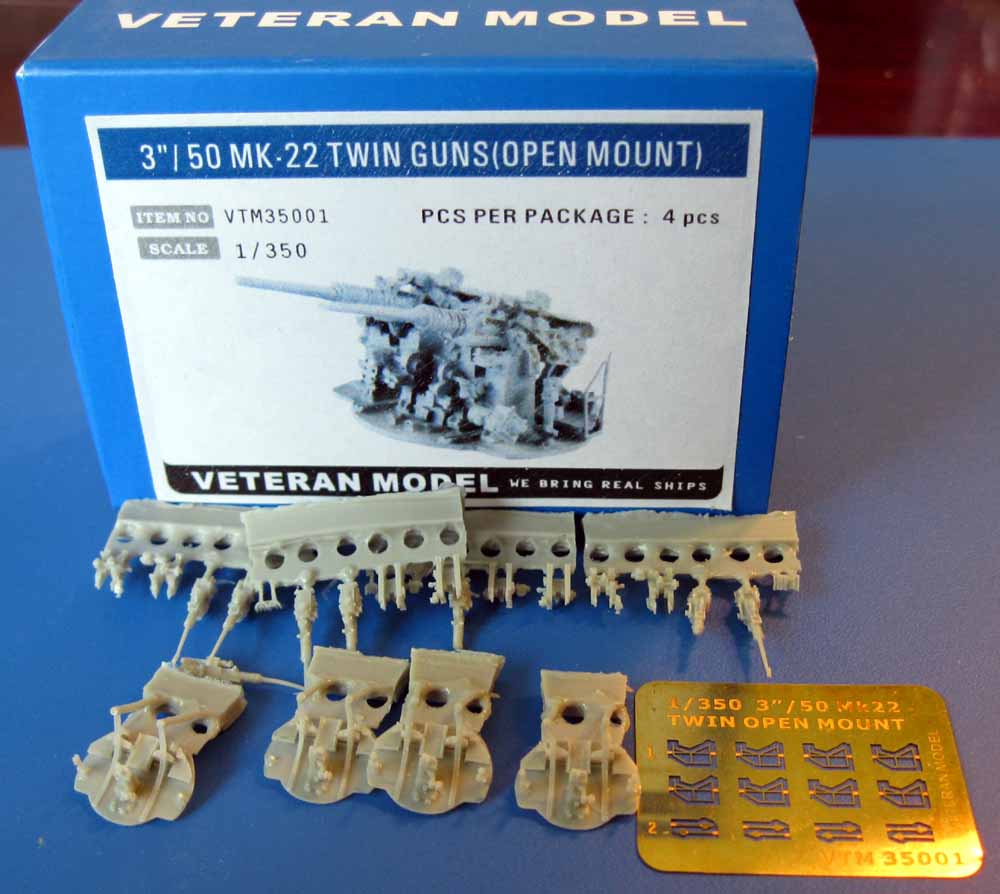 4 pcs in Box VETERAN 1/350 VTM-35001 3"/50 MK-22 TWIN GUNS OPEN MOUNT 
